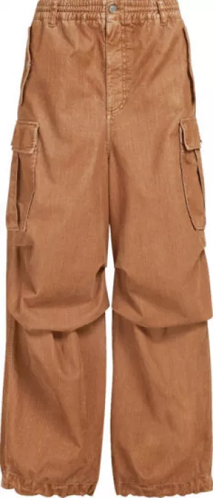 Buttercream Brown Wide Leg Cargo Pants