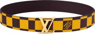 Yellow Pop Damier & Gold LV Initiales Belt