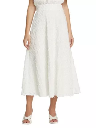 Embroidered Eyelet Midi-Skirt
