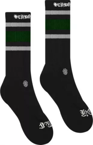 Black & Green Stripe Logo Socks
