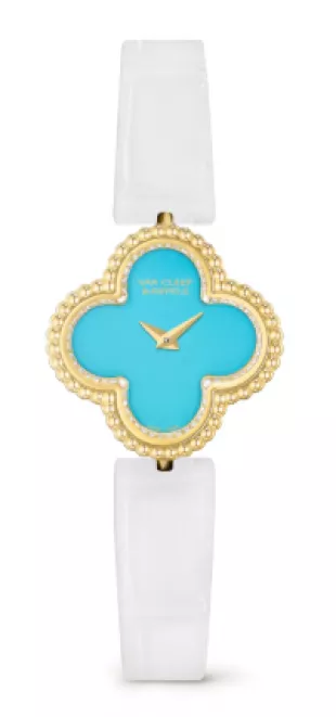 Sweet Alhambra Watch 18K Yellow Gold, Diamond, Turquoise