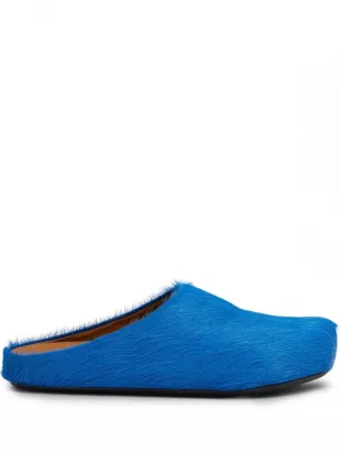 Royal Blue Fur Fussbett Sabot Slippers