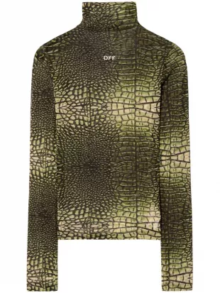 Logo-Print Crocodile-Effect T-Shirt