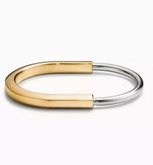 Tiffany Lock Bangle in Yellow and White Gold