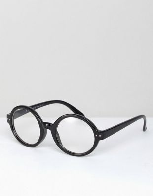 AJ Morgan Carter Round Clear Lens Glasses In Black at asos.com
