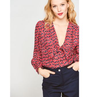 Chemisier fluide esprit portefeuille imprimé