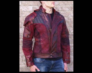 Red Leather and Printed Fabric Jacket (Custom Sizing!)