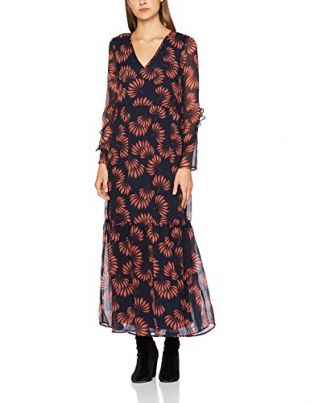 Vero Moda Vmkaya L/s Long Ancle Dress Robe, Multicolore AOP:Kaya Print Navy Blazer Comb, 38 (Taille Fabricant: Medium) Femme