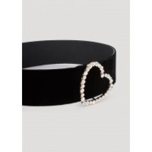Ceinture noire en velours avec cœur en strass