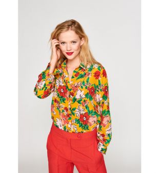 Chemise à fleurs multicolores
