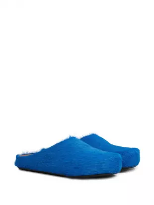 Royal Blue Fur Fussbett Sabot Slippers