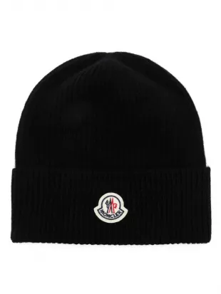 Black Logo Patch Beanie