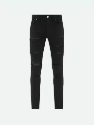 Black Leather Patch Thrasher Jeans