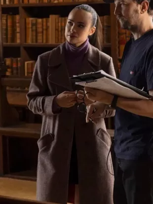 My Oxford Year Sofia Carson Grey Wool Coat