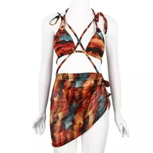 Women Three Pieces Sexy Thong Swimsuits Push Up Female Lacing Bikinis Bathing Suit Beachwear