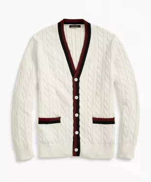 Vintage-Inspired Supima® Cotton Tennis Cardigan