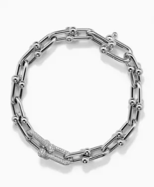 Tiffany Hardwear Medium Link Bracelet in White Gold with Diamonds