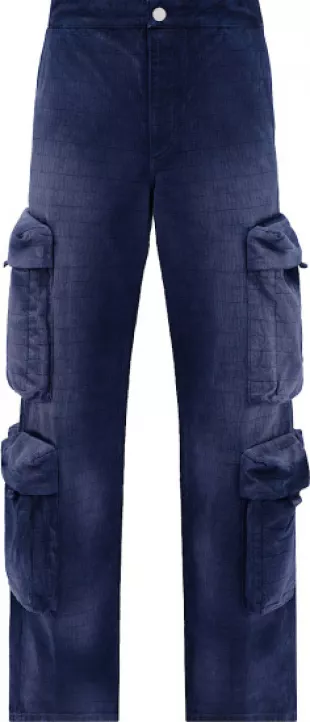 Blue Allover Logo Baggy Cargo Pants