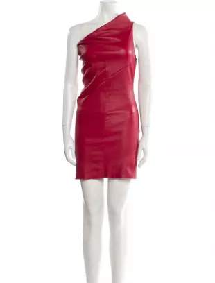 Red Coated One Shoulder Mini Dress