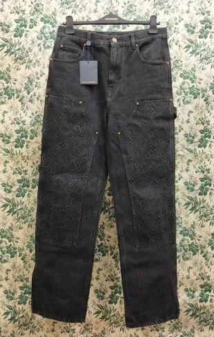Black Faded Monogram Carpenter Jeans