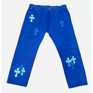 Bright Blue Cross Patch Jeans