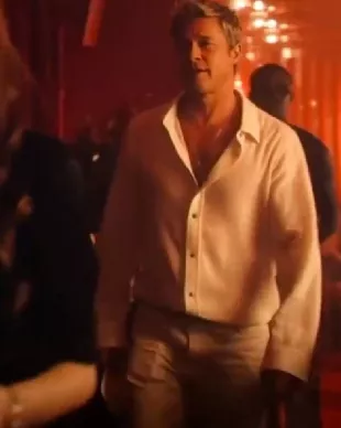 F1 The Movie 2025 Brad Pitt White Shirt
