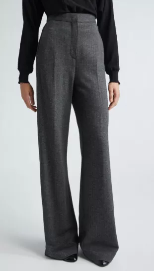 Angora Herringbone Jersey Wide Leg Pants