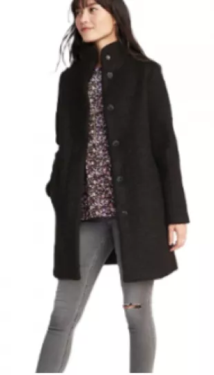 Mock-Neck Bouclé Coat