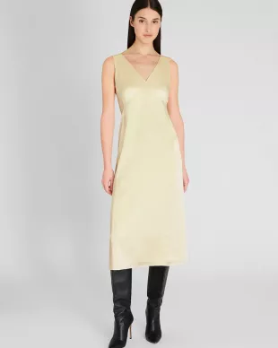 Deconstructed Satin Slip Midi Dress
