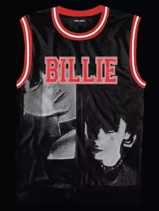Billie Eilish Red And Black Jersey worn by Billie Eilish in Billie