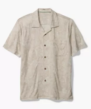 Vista Mar Leaf it to Me Short Sleeve Camp Shirt in Khaki Sands