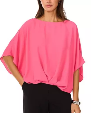 Crépe de Chine Bubble Top in Pink Bliss