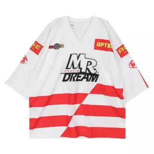 Oversized Football Top 'White/Red'