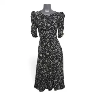 Floral and Geometric Print Ruched Dress