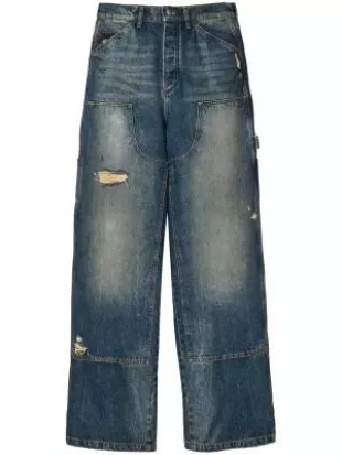 Wide Leg Distressed Carpenter Jeans
