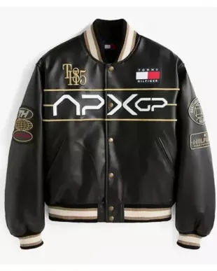 F1 Movie Damson Idris x APXGP Leather Varsity Jacket