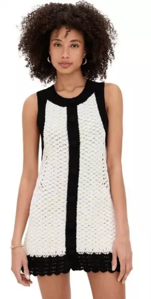 Chelsea Colorblock Knit Mini Dress In Ivory