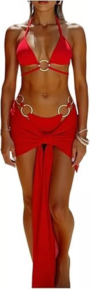 3 Piece Halter String Bikini Set