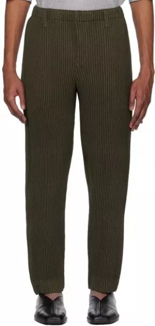 Khaki Wool Like Light Trousers