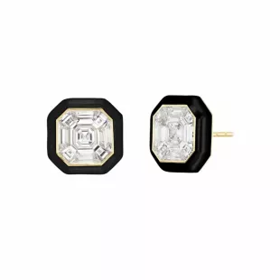 18K Yellow Gold Diamond Puzzle Stud Earrings