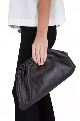 The Pouch Black Leather Large Clutch