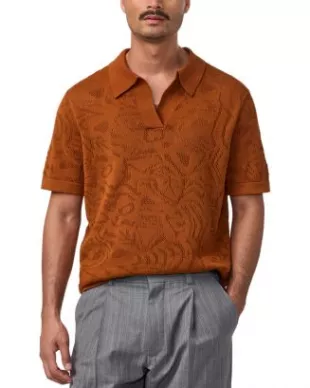 Ryan 6692 Abstract Floral Pointelle Organic Cotton Polo