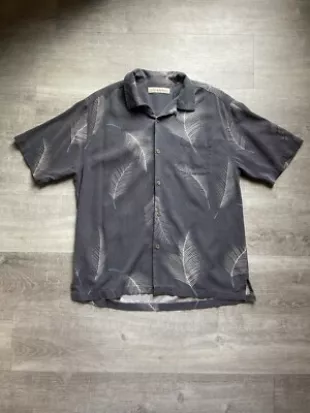 Silk Hawaiian Palm Leaves Short Sleeve Shirt