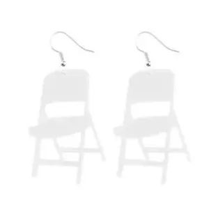 Mini Folding Chair Earrings in White