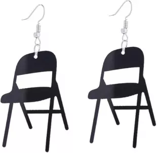 Mini Folding Chair Earrings in Black