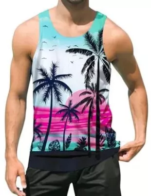 Women's Coconut Tree Beach Tank Top - Loose Fit Summer Shirt For Vacation, Running, Yoga - View #8