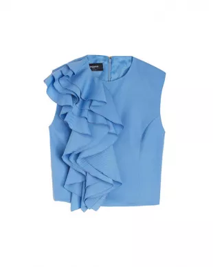 rochas - Blue Ruffle Tank Top