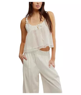 Stevie Lace-Trim Sleeveless Tank Top In Clean Ivory