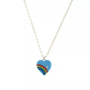 Retro Rainbow Heart Necklace