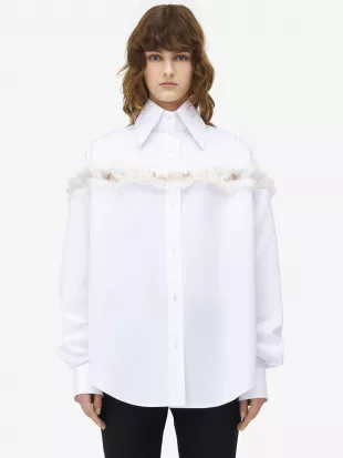 Slashed Creponne Detail Oversized Shirt